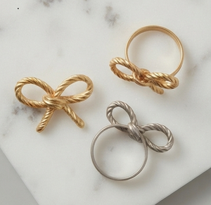 Decorative Table Decor Metal <b>Napkin</b> Ring Classic Stylish Gold <b>Silver</b> Finished Bow Shape <b>Napkin</b> Ring Indoor & Outdoor - Product Image 3