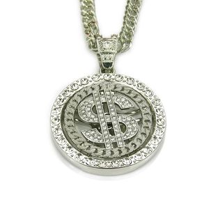 Hip Hop <b>Solid</b> Yellow <b>Gold</b> Plated Dollar Sign Diamond <b>Pendant</b> Necklace with Moissanite Stones for Men Everyday Wear - Product Image 2