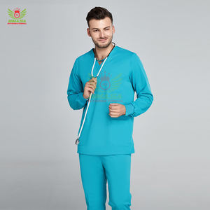 Conjunto de Uniforme Médico Transpirable de Manga Larga Personalizado 2024, Chaqueta Elástica para Enfermería, Uniformes Médicos Rectos, Conjuntos de Enfermería - Product Image 4