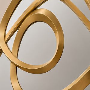 LOOP <b>WALL</b> <b>MIRROR</b> modern Abstract Brass <b>Wall</b> <b>Mirror</b> <b>Round</b> Decorative Frame 10mm Thickness <b>Gold</b> Finish for Living Room Bedroom - Product Image 3