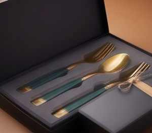 Ensemble de couverts à manches vertes, élégants, en acier inoxydable, avec poignées design, pour la salle à manger, la cuisine, les mariages et la décoration de table de fête - Product Image 5