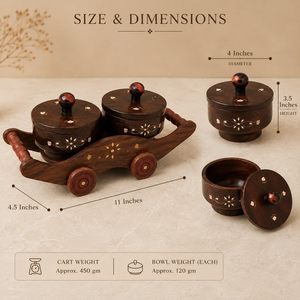 Boîte à épices traditionnelle en bois avec design sculpté, deux compartiments pour la cuisine - Product Image 4