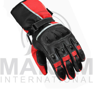 Guantes de Carreras de Cuero Completos, Rojos y Negros, con Correa de Muñeca Ajustable, Resistentes al Viento, Unisex, para Conducir al Aire Libre - Product Image 2