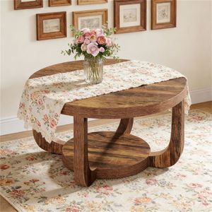 Tavolino da Centro Circolare con Spazio di Archiviazione, Utilizzabile come Tavolino da Divano o Tavolino da Caffè - Product Image 3