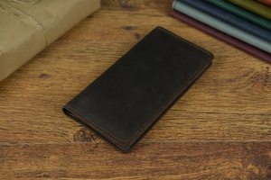 Tarjetero minimalista de cuero genuino, tipo de cierre abierto y largo para hombres y mujeres - Product Image 3