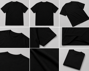 T-shirt noir à col rond et manches courtes pour homme, coupe classique, motif lettres, décontracté, 100 % coton jersey tricoté 200 grammes, respirant et séchage rapide - Product Image 3