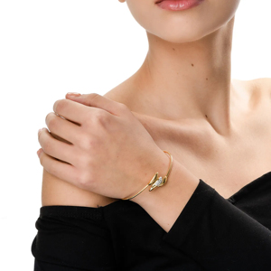 กำไลข้อมือทองคำแท้ 18K สไตล์มินิมอล ประดับเพชรทรงกลมเจียระไนแบบเหลี่ยมคม สำหรับผู้หญิงใส่ในชีวิตประจำวัน - Product Image 3