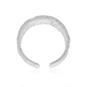 925 <b>Sterling</b> <b>Silver</b> Birch Bark Open <b>Band</b> <b>Ring</b> Bohemian Style Wide Textured Organic Nature <b>Ring</b> for Women Everyday Wear - Product Image 2
