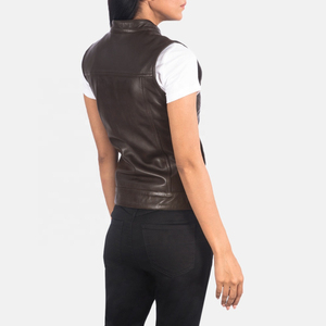 Women's <b>Leather</b> Motorcycle Vest Stylish Vintage Biker <b>Sleeveless</b> Outerwear V-Neck Zipper Closure Waterproof Windproof 2026 - Product Image 4