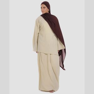 Ensemble coordonné Ba Haya pour femme, col modeste, style moyen-oriental, robe à manches longues, taille élastiquée, longueur complète, infroissable - Product Image 3