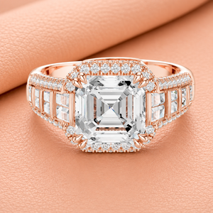 Bague de luxe en diamant taille Asscher pour femme, or massif 14 carats plaqué rhodium, halo, alliance de fiançailles et de mariage, certifiée IGI VVS1-VVS2 - Product Image 2