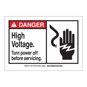 Brady High Voltage Warning Adhesive <b>Labels</b> Durable Self-Adhesive for Electrical Maintenance Areas - Product Image 2