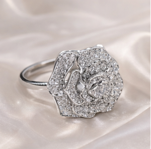 Rose Shaped Natural Diamond Gold Plated <b>Ring</b> High-Grade Luxury Unisex Customizable for Wedding & Anniversary - Product Image 6