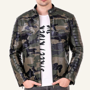 Veste d'hiver pour homme en cuir véritable et toile, col montant, imperméable, respirante, coupe-vent, écologique, séchage rapide, fabriquée au Pakistan - Product Image 1