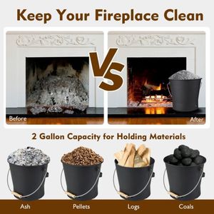 Secchio per cenere da interno ed esterno con coperchio per set e accessori per caminetto - Product Image 4