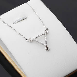 Accessoires DIY en argent S925, perles multiples de 5,5 à 6 mm, ensemble de pendentifs triangulaires vides à 3 perles avec chaîne 373, collier tendance - Product Image 1