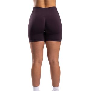 <b>Womens</b> Dark Plum High Waist Gymwear <b>Shorts</b> Stretch <b>Compression</b> Workout Fitness Training Yoga Activewear Performance Wear - Product Image 2