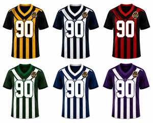 American Football Jersey Men's Black Gold <b>Player</b> Name V-Neck Short Sleeve Moisture-Wicking Breathable Polyester Shoulder Strap - Product Image 5