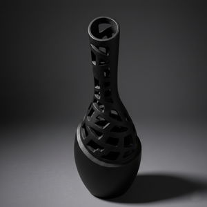 Luxury Hollow Cut-Out Matte Black <b>Metal</b> Vase Elegant Artistic Handcrafted Modern Home Decor Centerpiece Single <b>Unit</b> Only - Product Image 1