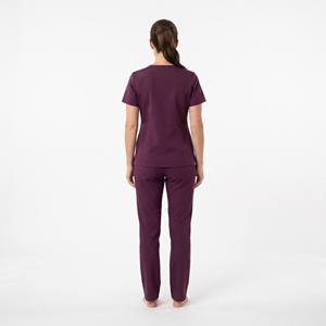 Wholesale Women's V Neck Short Sleeve Scrub Set <b>Purple</b> Medical Hospital Uniform Top And Pants Healthcare Workwear - Product Image 6