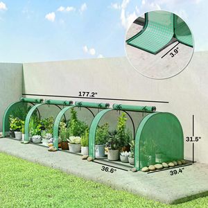 Modern Garden Bed with Mini <b>Greenhouse</b> Pop-up Steel <b>Plastic</b> Frame Polycarbonate PVC Polythene Panels for Home Backyard Use - Product Image 3