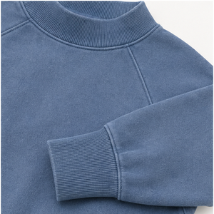 Sweat-shirt court pour femme bleu poussière personnalisé, col rond, manches ballon, ourlet côtelé, pull WSS-0045 - Product Image 5