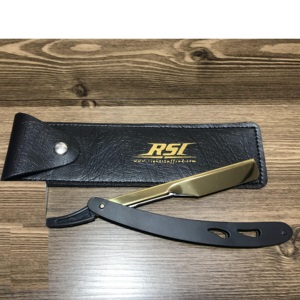 มีดโกนหนวดตรงสแตนเลสอย่างดีเคลือบโลโก้ร้านตัดผมมืออาชีพ พร้อมใบมีดแบบโชว์ - Product Image 4