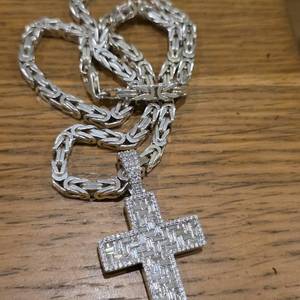 Baguette Moissanite Cross Pendant Pass Diamond Tester VVS Iced Out <b>Charm</b> 925 Sterling <b>Silver</b> Hip Hop Religious Jewelry - Product Image 4