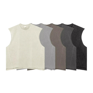 เสื้อกล้ามผู้ชายดีไซน์ใหม่ ระบายอากาศได้ดี ผลิตจากผ้าฝ้าย 100% เป็นมิตรต่อสิ่งแวดล้อม สำหรับขายออนไลน์ สินค้ามาใหม่ล่าสุด เสื้อผ้าออกกำลังกาย MOQ ต่ำ - Product Image 1