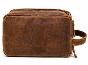 Neceser de Viaje de Cuero de Grano Completo Ecológico de Primera Calidad, Organizador de Cosméticos, Bolsa de Aseo para Hombres y Mujeres - Product Image 4
