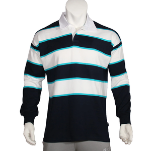 Chemise à manches longues pour homme, tricotée, 100% coton, respirante, style décontracté, bleu marine, blanc, turquoise - Product Image 1
