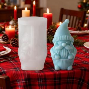 Molde de Silicona para Vela de Gnomo Navideño con Capucha, Soporte para Vela con Sombrero Torcido, Vela de Gnomo Navideño, Vela de Yeso - Product Image 3