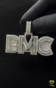 จี้ตัวอักษร "BMC" แบบกำหนดเอง สร้อยคอฮิปฮอปประดับเพชร สีทอง สีเงิน ของขวัญเครื่องประดับส่วนบุคคล - Product Image 5