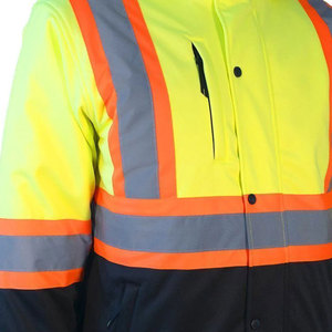 Chaqueta de Seguridad Reflectante de Alta Visibilidad para Hombre con Capucha y Bolsillos, Amarillo y Negro, Ropa de Trabajo - Product Image 5