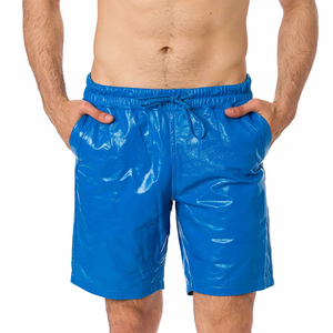 Men's Blue Canvas <b>Shorts</b> Mid Waist Button Closure Casual Style with Pockets Eco-Friendly Breathable Quick Dry - Product Image 1