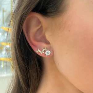 Boucles d'oreilles papillon en or massif 14k 18k avec diamants cultivés en laboratoire, taille ronde pavée, fermoir poussoir, bijoux fins délicats, vente en gros - Product Image 5
