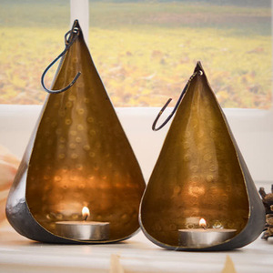 Ensemble de 2 porte-bougies en forme de larme, porte-bougies en cuivre, forme de larme, résistant à la chaleur - Product Image 2