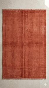 Terracotta Moroccan Style Classic Hand Knotted Wool Area Rug Minimalist Floral Border Pattern Living Room Carpet Fringe - Product Image 2