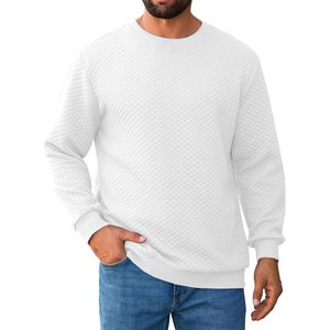 2025 Sudadera de cuello redondo con textura de diamante acolchado para hombre, Jersey informal de manga larga con etiqueta personalizada, patrón sólido, talla 6XL - Product Image 2