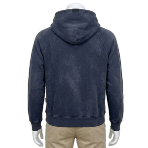 <b>Men's</b> Navy Blue Hooded Acid Wash Hoodie-Regular Fit Cotton Fleece Regular Sleeve Casual Custom Wear Solid Color Pocket Design - Product Image 2