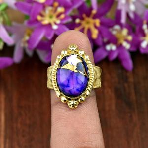 Natural Purple Oyster Turquoise Gemstone <b>Ring</b> Handmade 925 Sterling Silver Gemstone <b>Ring</b> Boho Statement Jewelry Gift For <b>Men</b> - Product Image 3