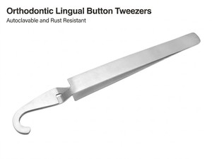 Pinzas para botones linguales de ortodoncia, pinzas de hockey para colocar brackets, instrumento dental de acero inoxidable - Product Image 1