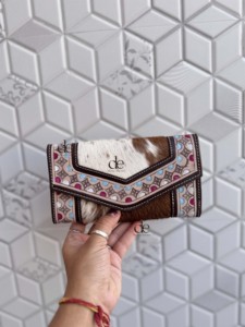 Hermoso diseño tallado a mano cartera embrague elegante piel de vaca Cartera de cuero multiusos carteras de cuero occidental - Product Image 5