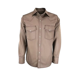 Chemise Western Homme Rouge à Manches Longues avec Coutures Contrastées et Deux Poches Poitrine – Style Workwear en Coton Confortable - Product Image 2
