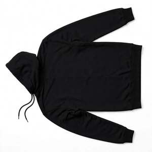 Sweat à capuche noir personnalisé en molleton de coton épais, coupe ample, imprimé graphique géométrique, streetwear, vêtement décontracté - Product Image 5