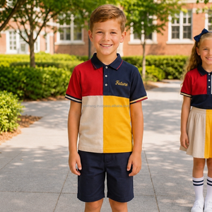 Ensemble uniforme scolaire pour enfants de la marque Future Brand, chemise polo en coton Oxford avec logo brodé pour garçons et filles, personnalisable - Product Image 3
