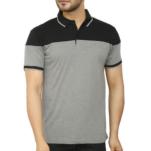 Polo homme personnalisé gris et noir, tricoté, à manches courtes, style décontracté - Product Image 4