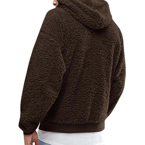 Men <b>Sherpa</b> <b>Fleece</b> Hoodie Drawstring Hood Sweatshirt Regular Fit Long Sleeve for Casual Outdoor Wear Men's Hoodies & Sweatshirts - Product Image 3