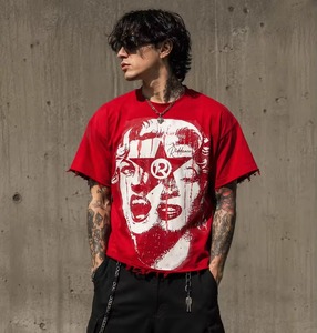 เสื้อยืดคอกลมทรงโอเวอร์ไซส์ สไตล์สตรีทแวร์ ลวดลายกราฟิก ผ้าคอตตอนหนา ทรงหลวม ไหล่ตก สำหรับผู้ชาย - Product Image 4
