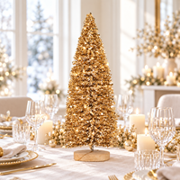 Arbre en cône doré scintillant à LED fonctionnant sur piles, base en fer, durable, écologique, directement de l'usine, pour la décoration de table de Noël et de la maison